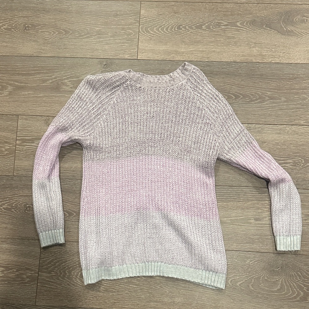 Charming Charlie Pink and Gray Crew Neck Sweater